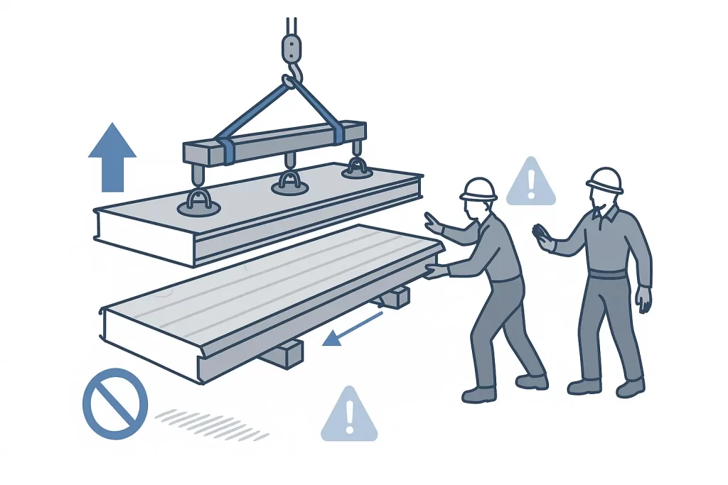 Manipulado correcto del panel sándwich con ventosas industriales