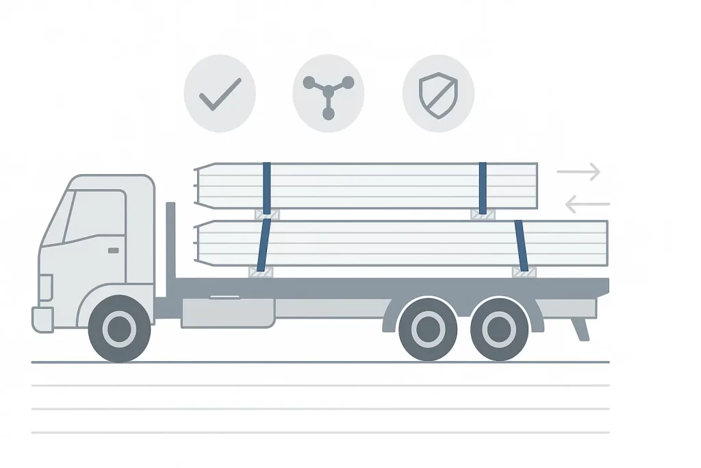 Transporte seguro de panel sándwich en camión nivelado
