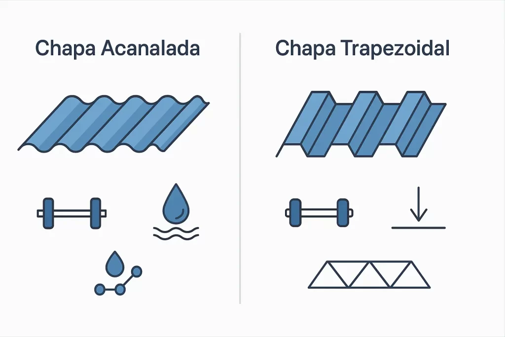 Técnico revisando el resultado tras elegir chapa para cubierta metálica con acanalada y trapezoidal en una instalación industrial