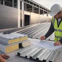 propiedades del panel sándwich en obra con muestras y planos