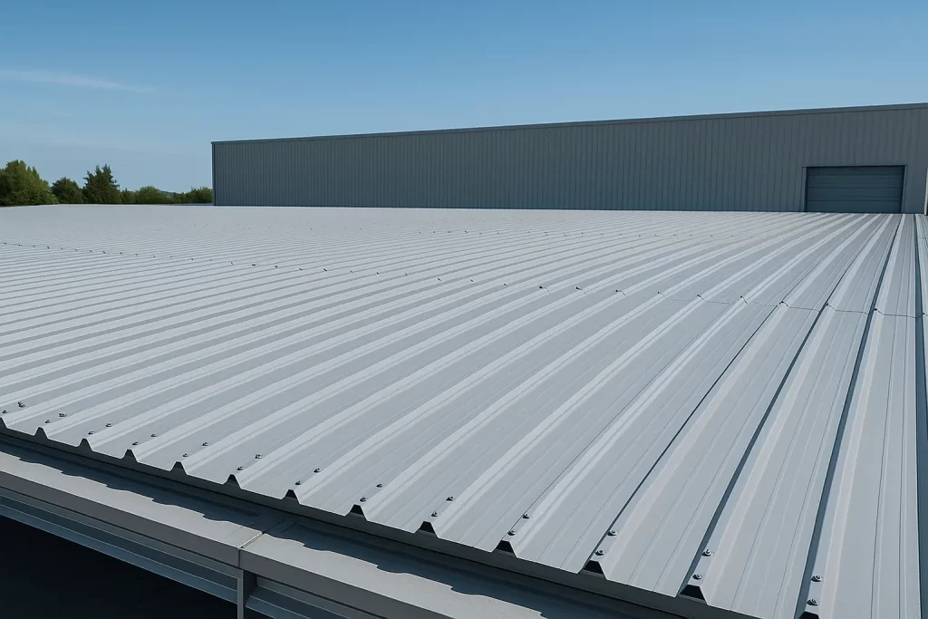 Panel sándwich 3 grecas instalado en cubierta industrial