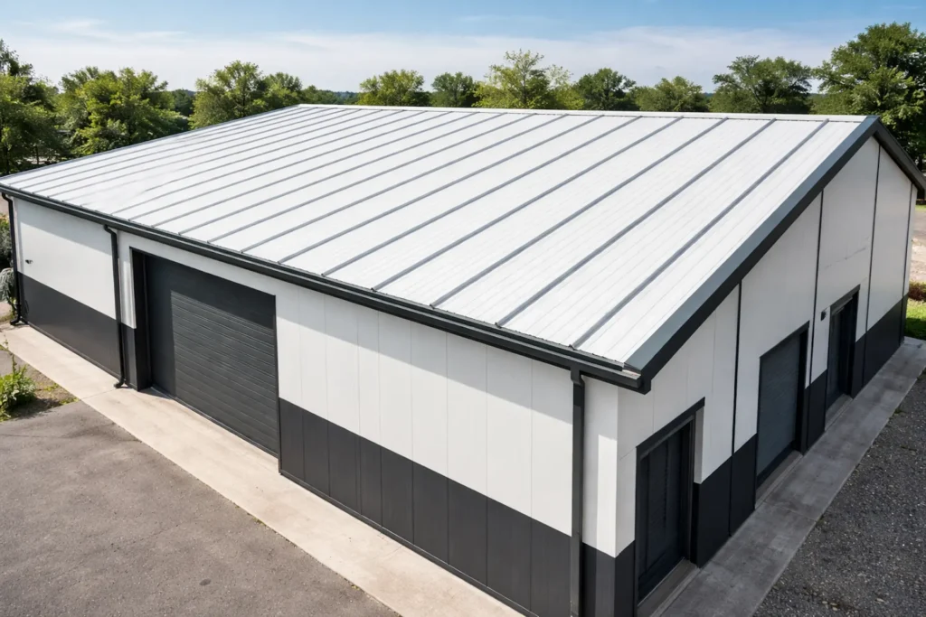 Grecas en panel sándwich en nave con cubierta 3 grecas