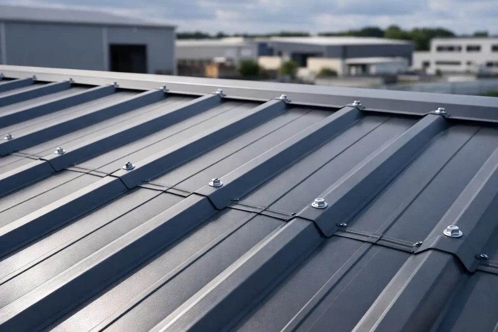 Cubierta industrial con panel sandwich 5 grecas instalado