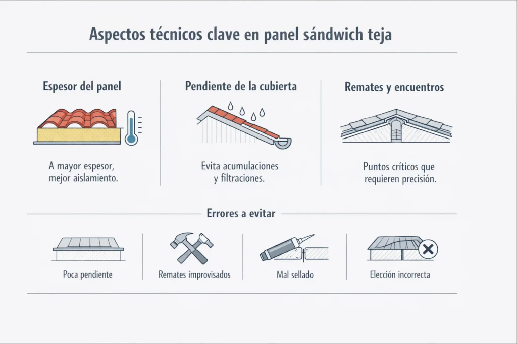 aspectos técnicos clave en panel sándwich teja