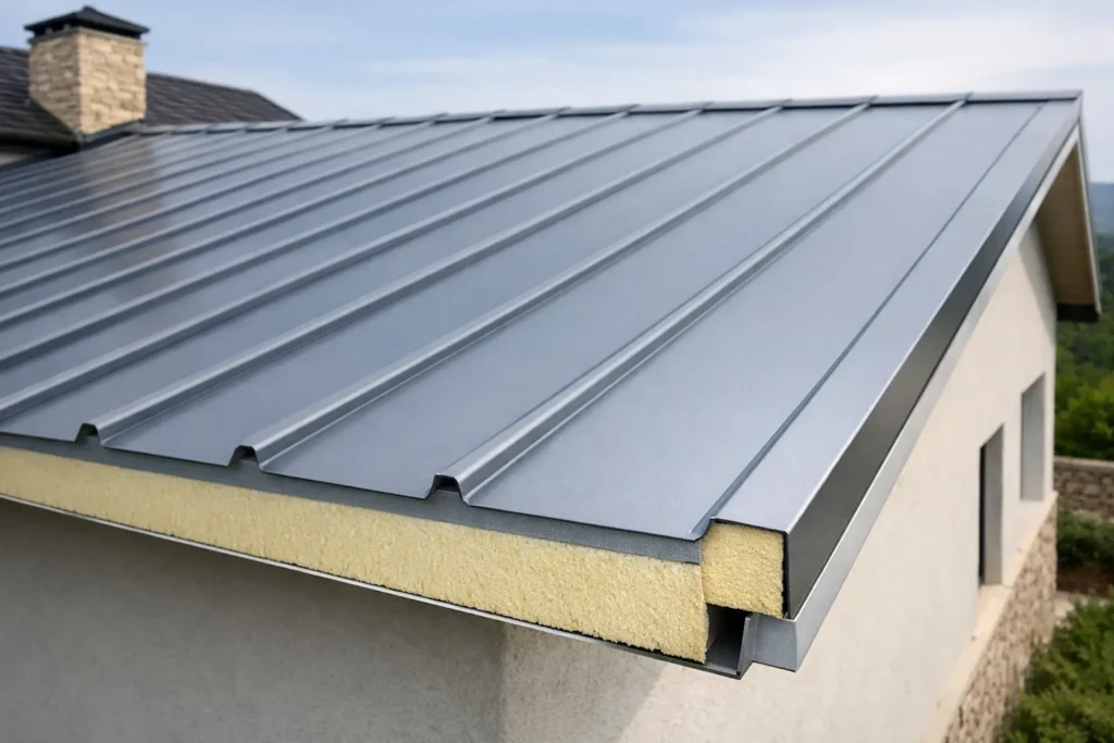 aislamiento del panel sándwich tapajuntas en cubierta residencial