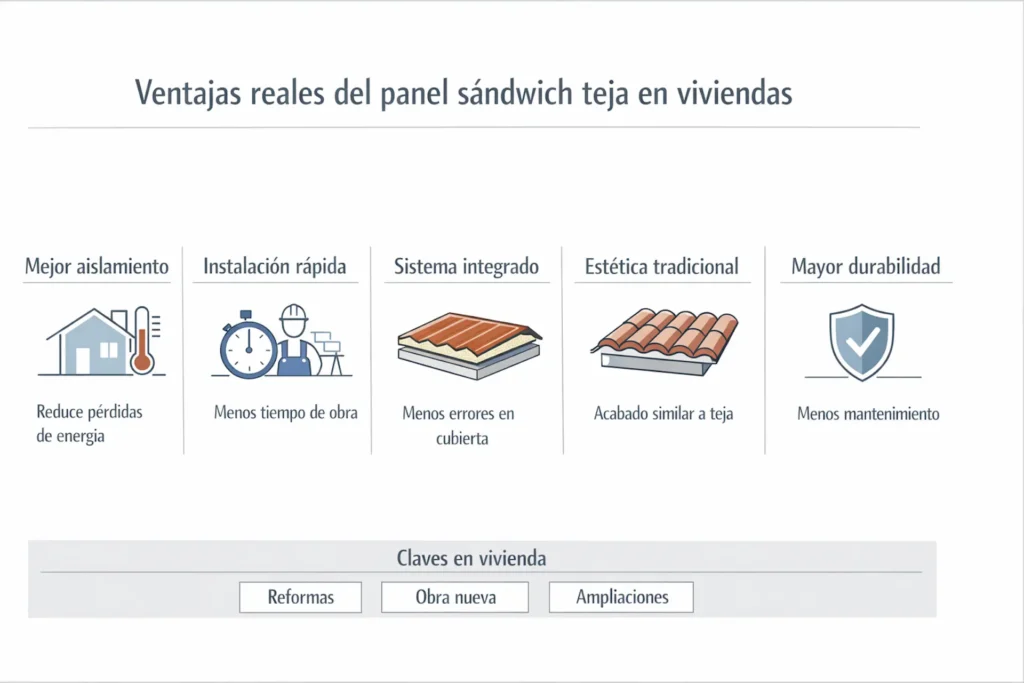 ventajas del panel sándwich teja en viviendas