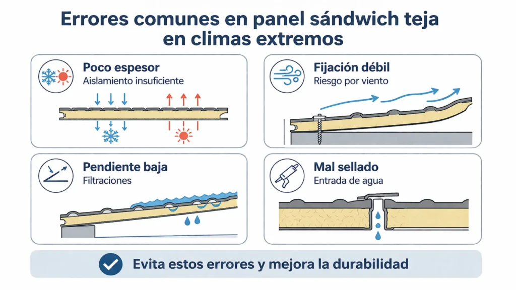 Errores comunes en panel sándwich teja para climas extremos y cómo evitarlos