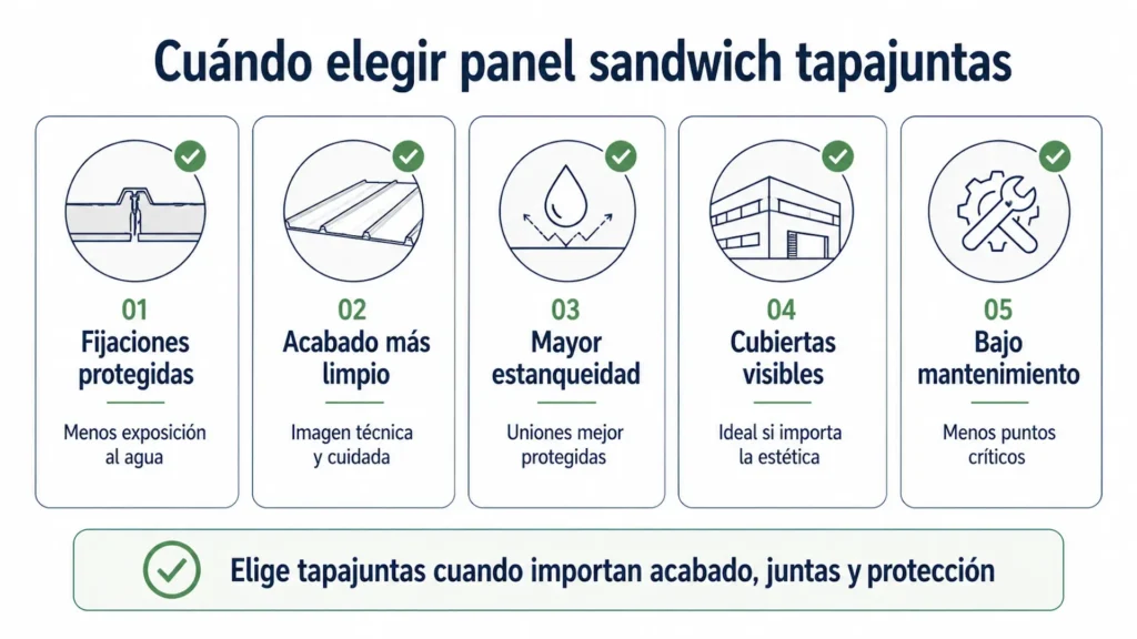 cuándo elegir panel sandwich tapajuntas para cubiertas visibles