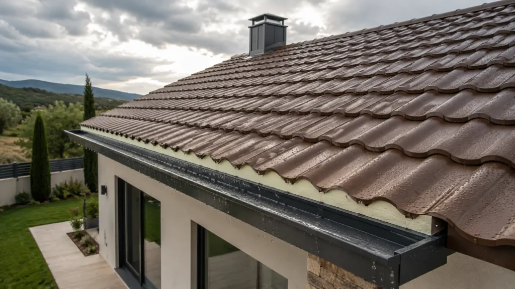 Cubierta de panel sándwich teja impermeable en vivienda moderna
