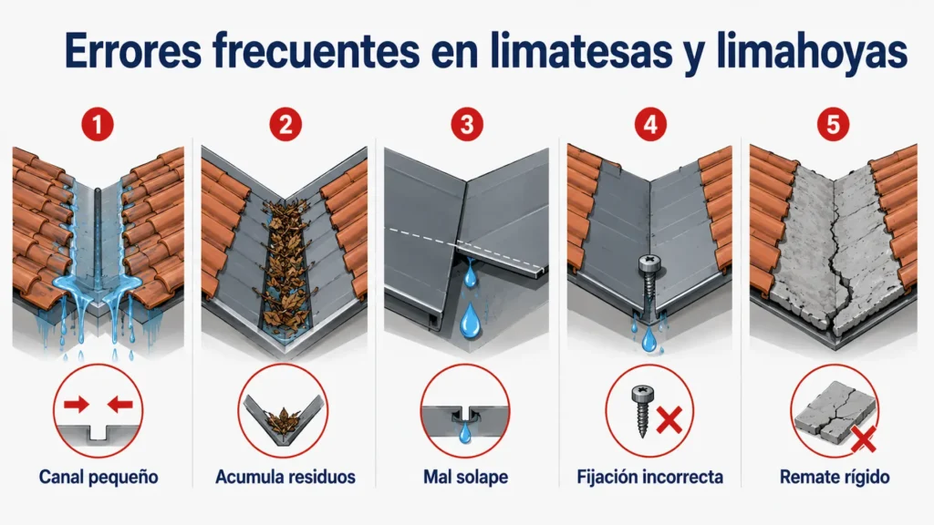 Errores habituales en limatesas y limahoyas de cubiertas inclinadas.