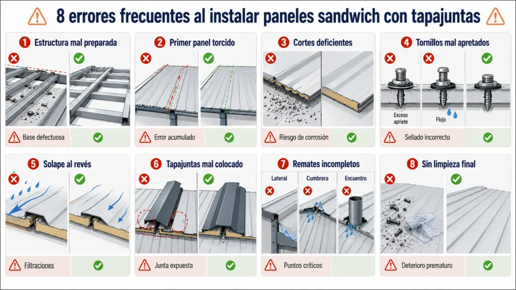 Errores frecuentes durante la instalación de panel sandwich con tapajuntas