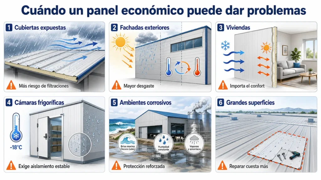 Situaciones en las que un panel sándwich económico puede generar problemas