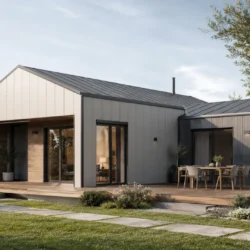 Casa prefabricada moderna con panel sándwich en cubierta y fachada
