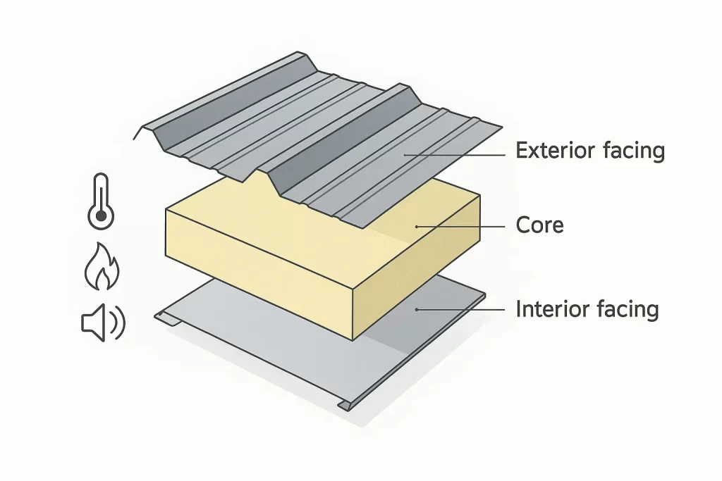 infografia sobre la composición de los paneles sándwich