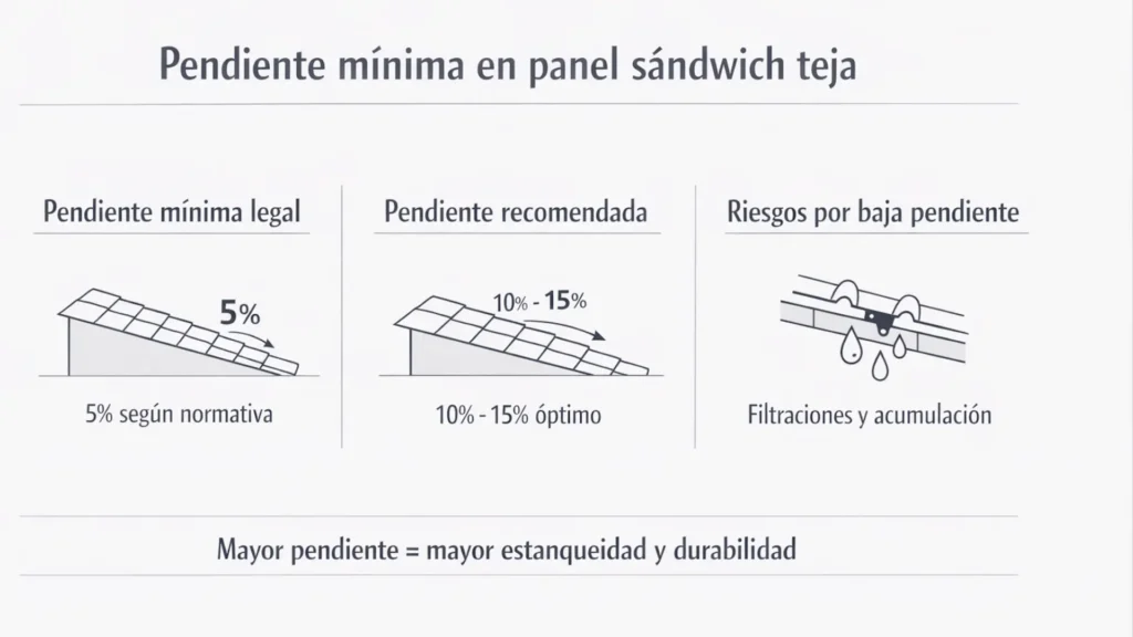 pendiente mínima legal y recomendada en cubiertas tipo teja y riesgos
