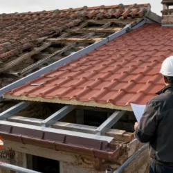 Rehabilitación de cubierta antigua con panel sándwich teja.