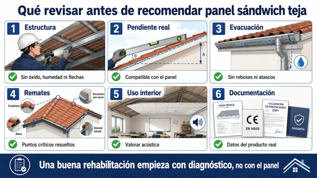 Qué revisar antes de recomendar panel sándwich teja