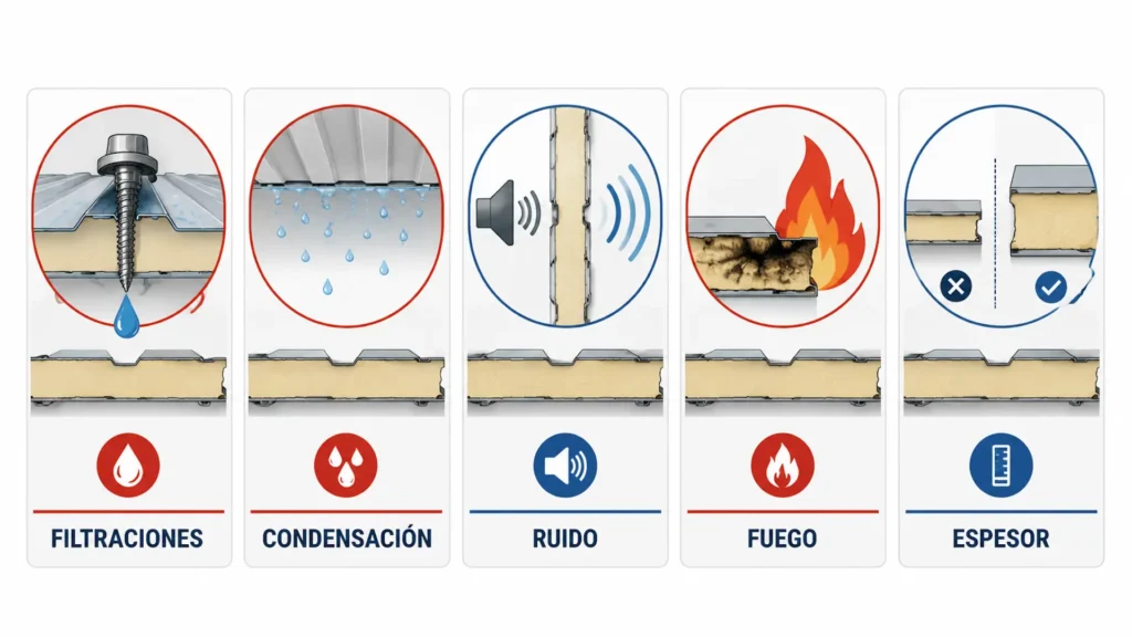 problemas del panel sándwich 3 grecas filtraciones condensación
