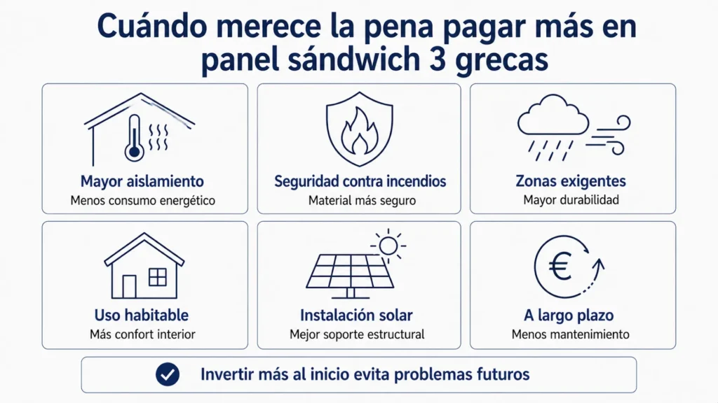 cuándo merece pagar más por panel sándwich 3 grecas