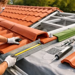 instalar panel sándwich teja alineando el primer panel con escuadra en el alero para asegurar una cubierta recta y estanca