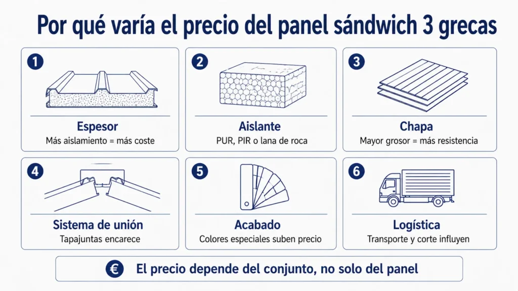 factores que influyen en el precio del panel sándwich 3 grecas