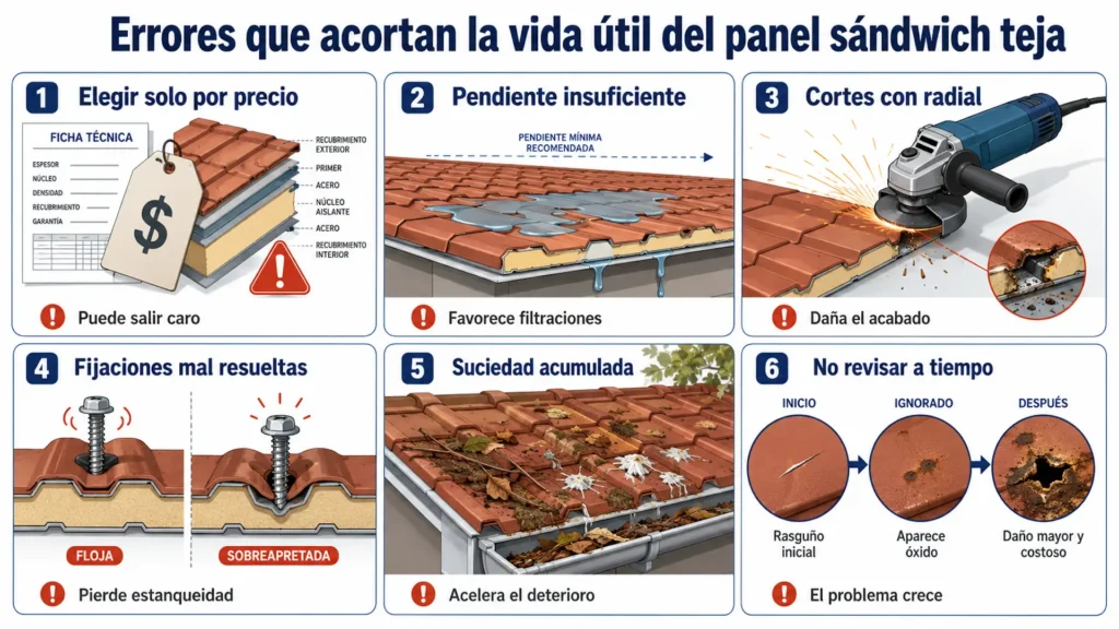 Errores que acortan la vida útil del panel sándwich teja.