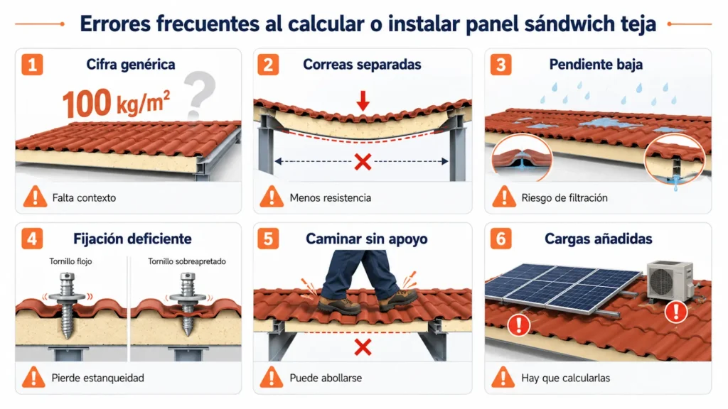 Errores frecuentes al calcular o instalar panel sándwich teja