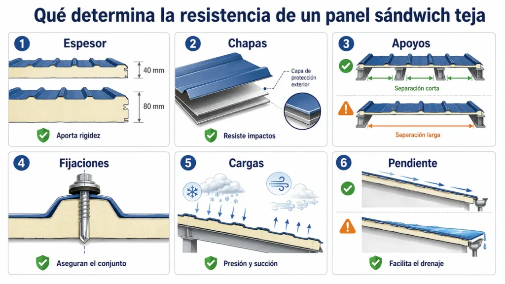 Factores que determinan la resistencia de un panel sándwich teja