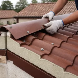 accesorios del panel sándwich teja en la instalación de cumbrera