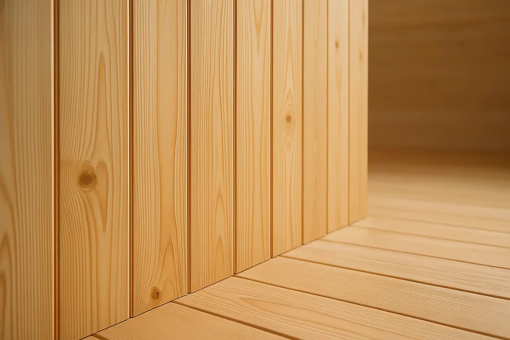 Detalle de frisos y tarima de abeto